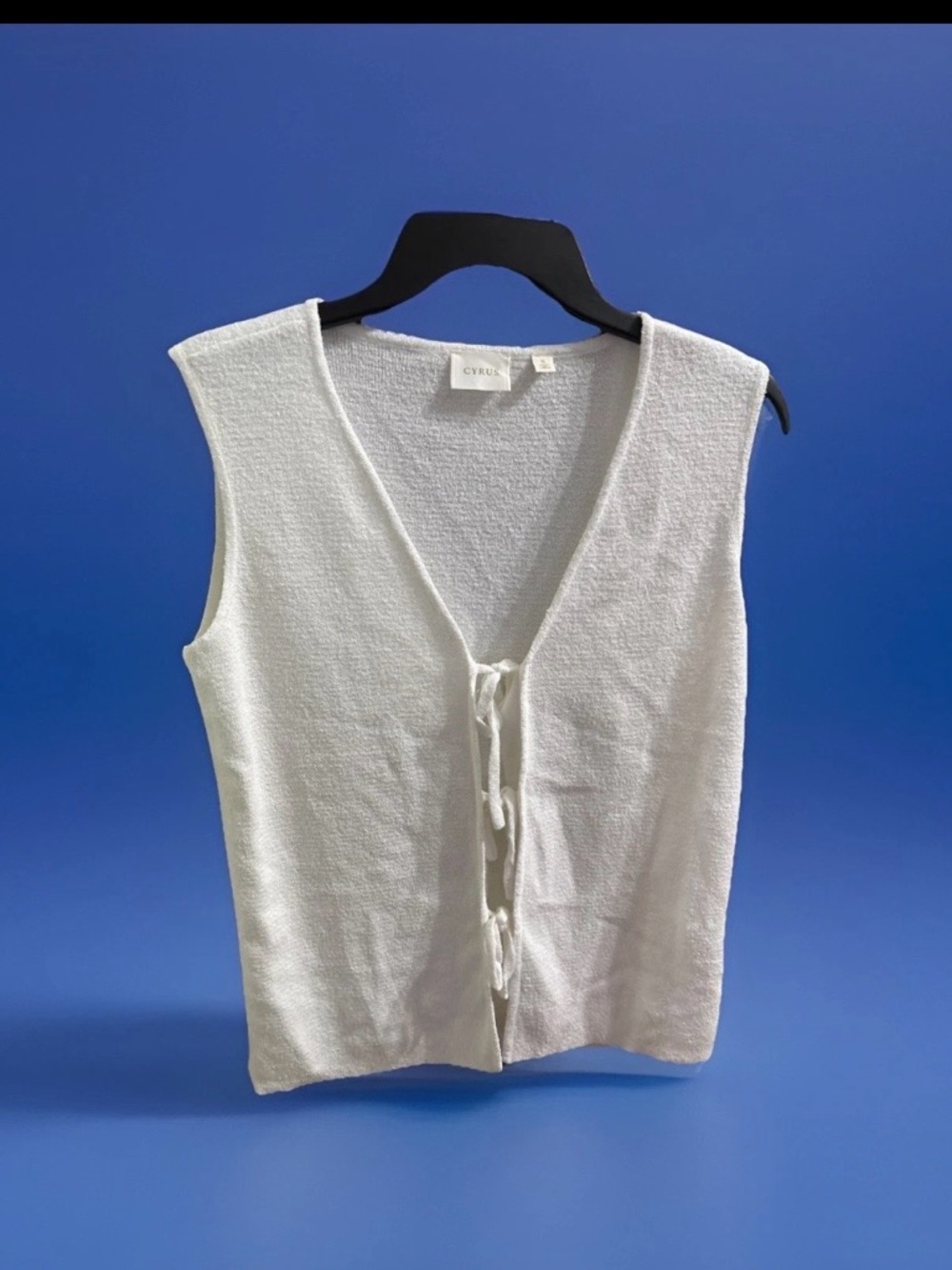 Cyrus White Knit Tie-Front Sleeveless Tunic